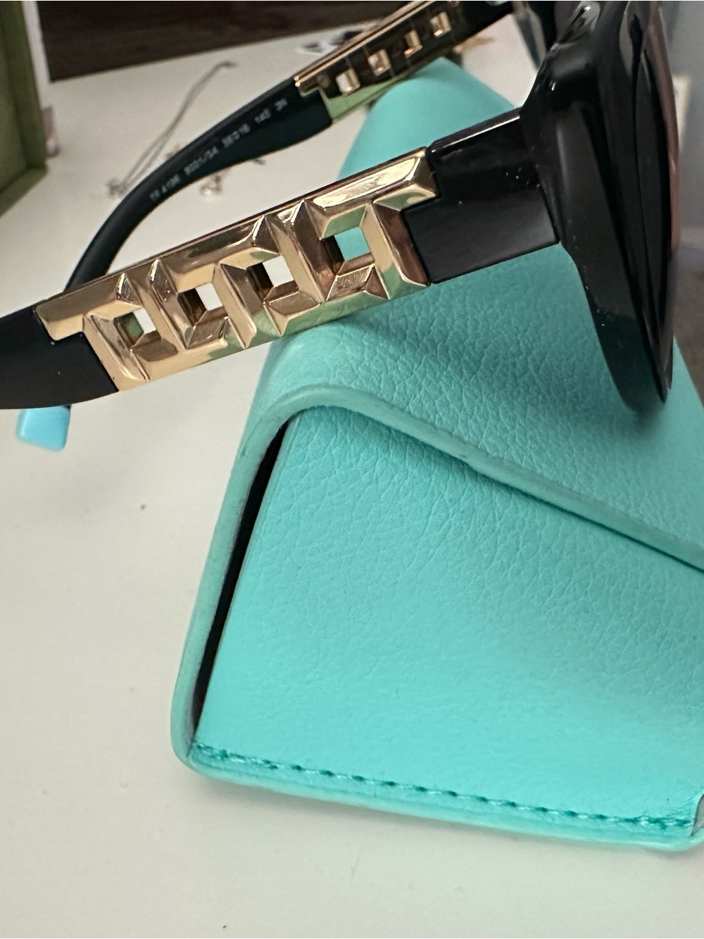 Tiffany & Co. Black Cat-Eye Sunglasses with Blue-Tinted Lenses - Picture 2 of 2